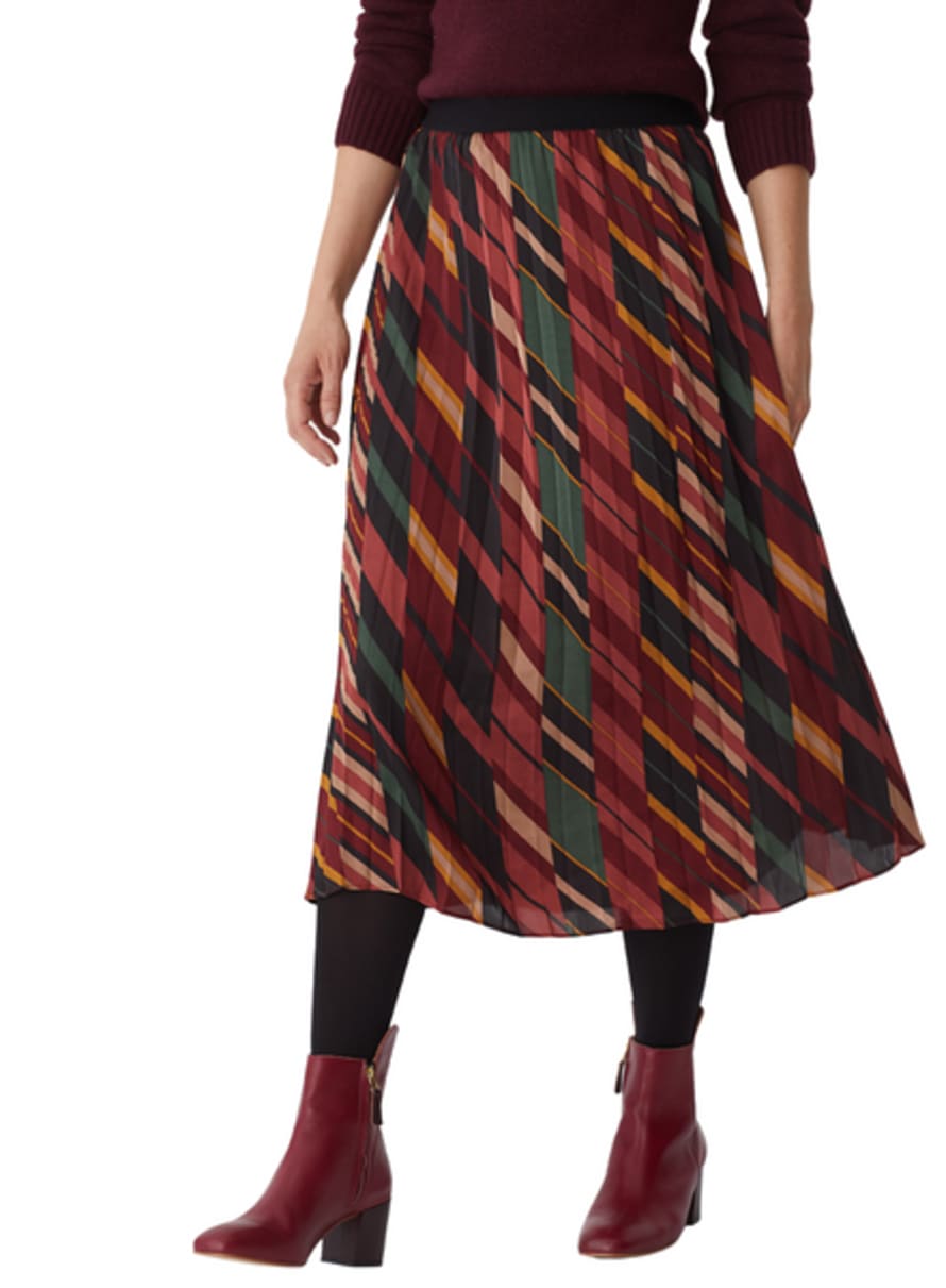 Nice Things Mixed Stripe Print Pleated Skirt From