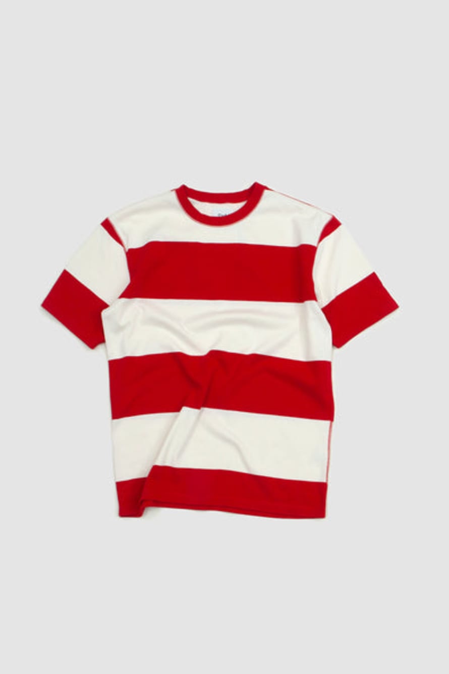 Drake's Striped Heavy Hiking T-Shirt Red/White