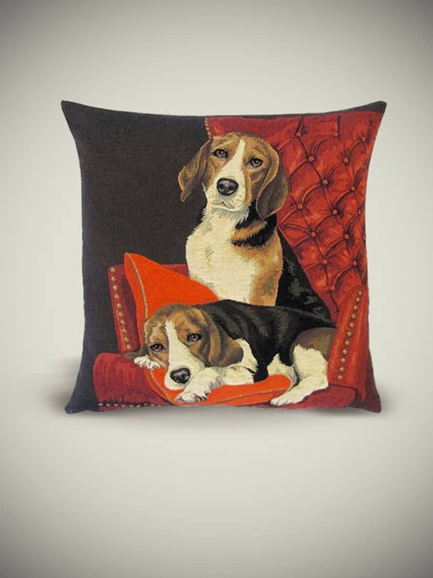 yapatkwa - art of the loom Cojín 'beagles On Sofa' - 45x45 Cm