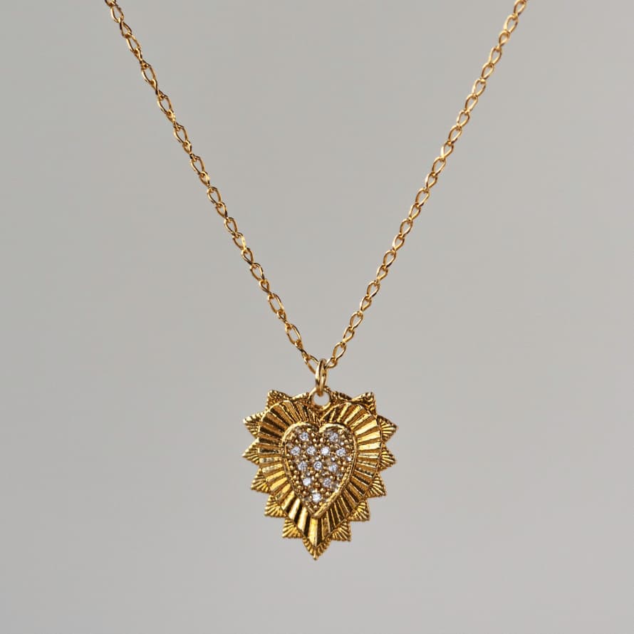 Curious & Curious Gold Heart Gemstone Necklace