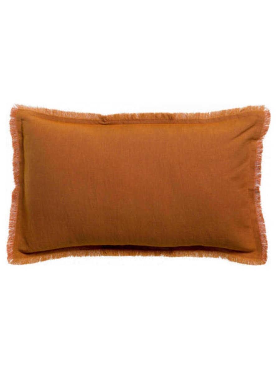 Viva Raise Laly Linen & Cotton Plain Cushion In Copper - 30x50cm