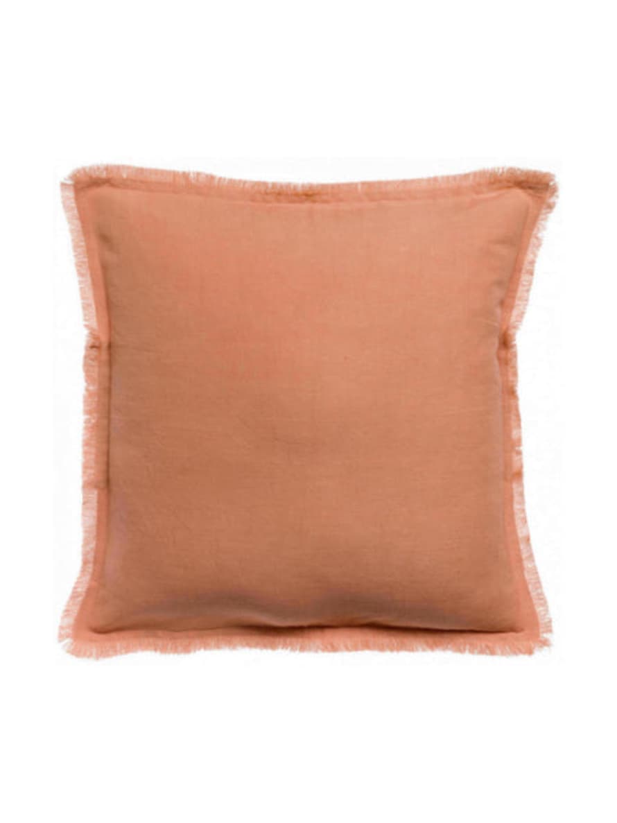 Viva Raise Laly Linen & Cotton Plain Cushion In Epice - 45x45cm