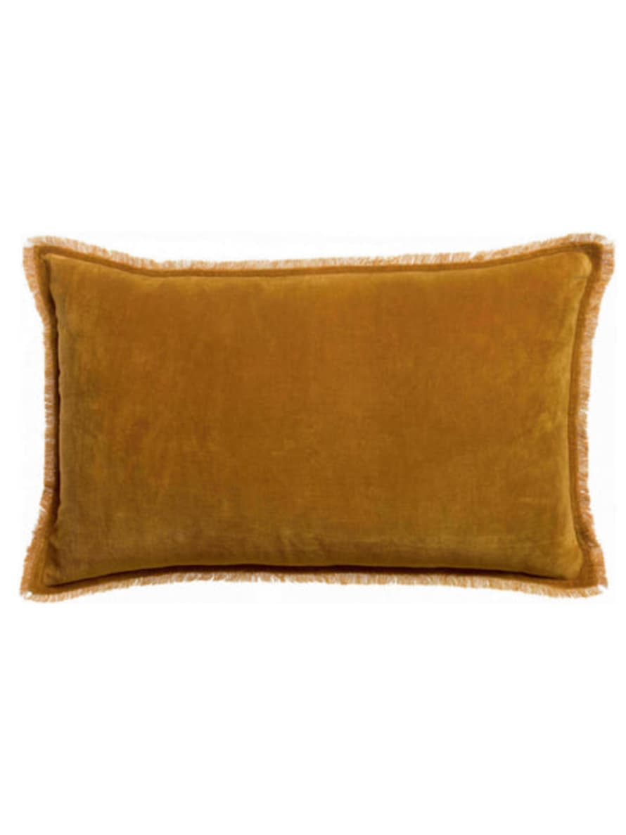 Viva Raise Fara Saffron Fringed Velvet Cushion - 40x65cm