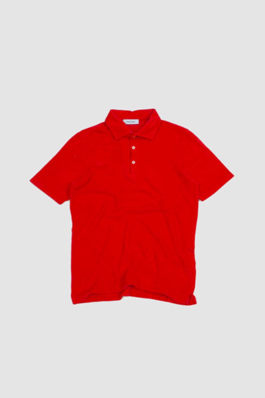 Gran Sasso Terry Fleece Cotton Polo Bright Red
