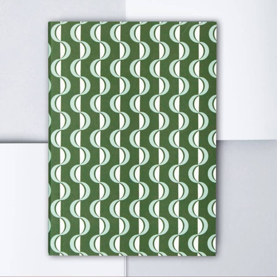 Ola Design Studio A5 Layflat Notebook Rules Pages - Wave Forest Green / Blue