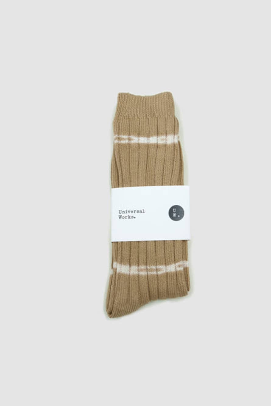 Universal Works Tie Dye Socks Dark Sand Knit