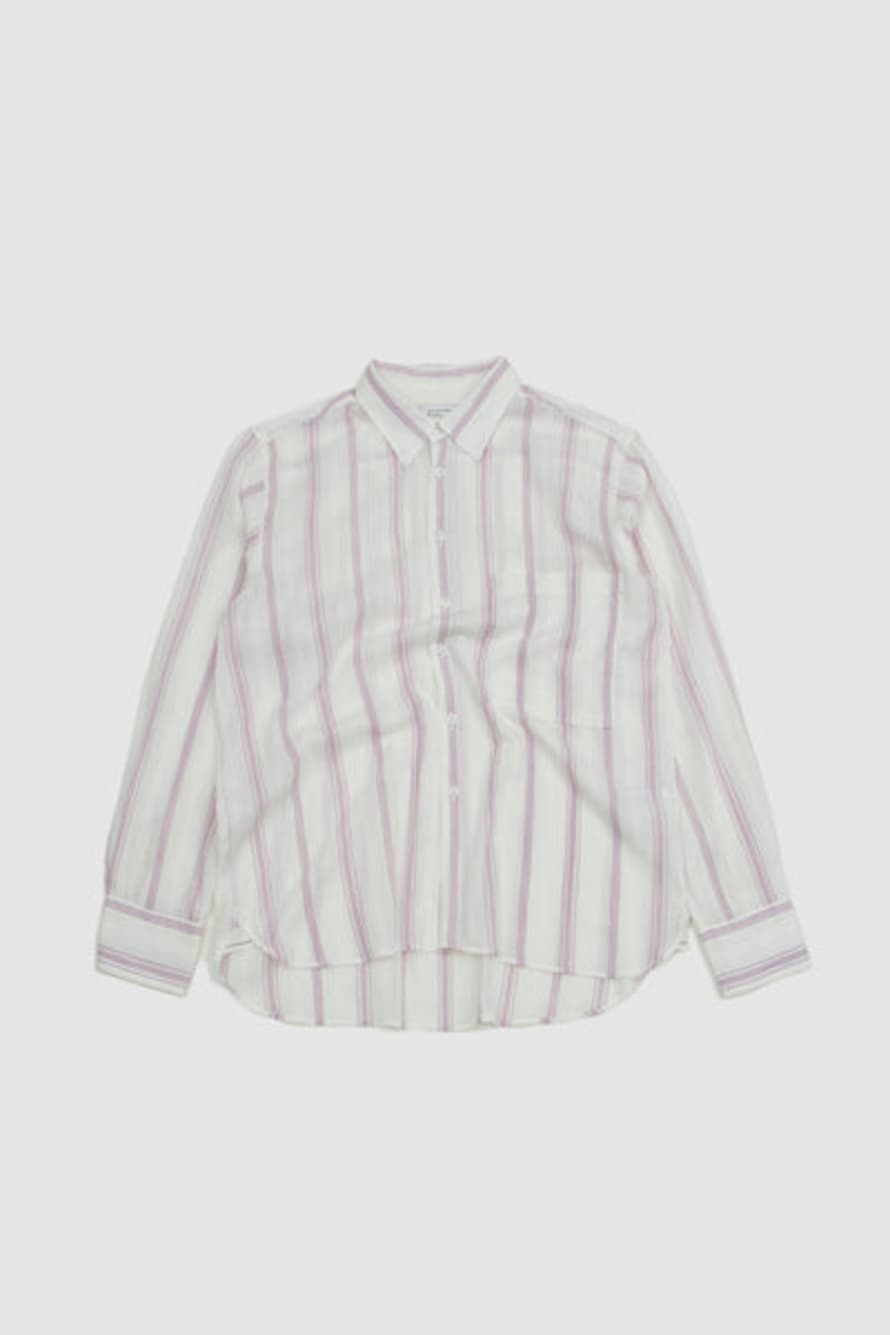 Universal Works Square Pocket Shirt Ecru/Lilac Hendrix Curry Stripe