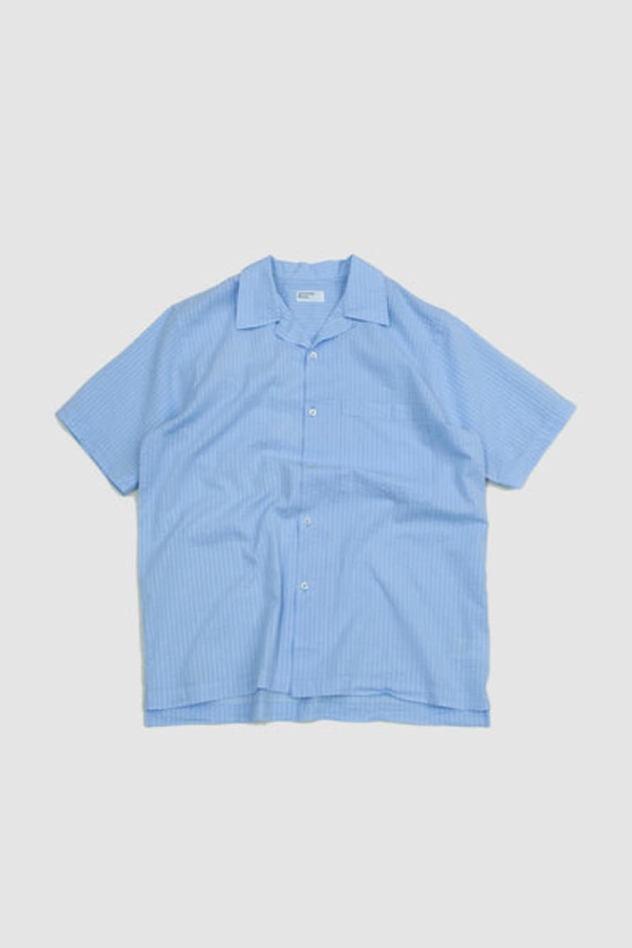 Universal Works Camp II Shirt Pale Blue Onda Cotton