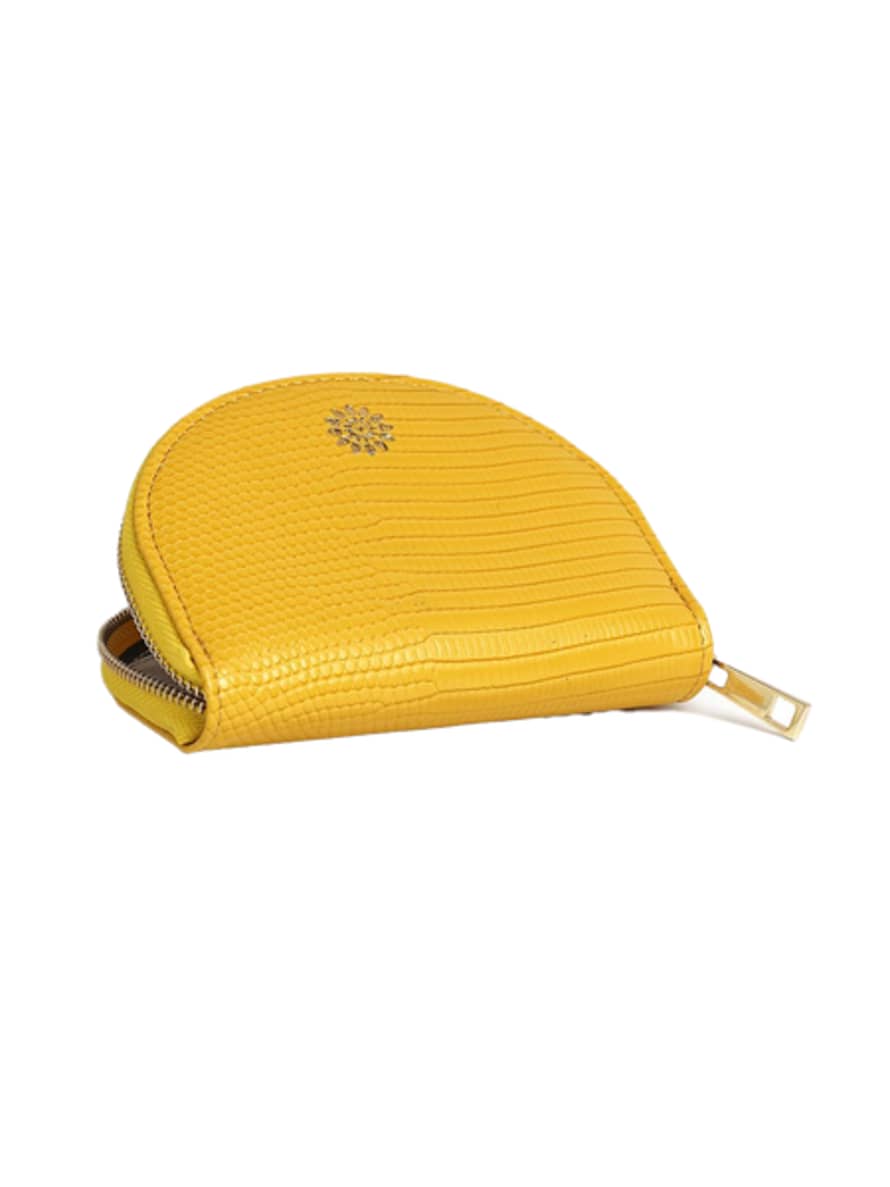 POM Textured Faux Leather Purse - Mustard