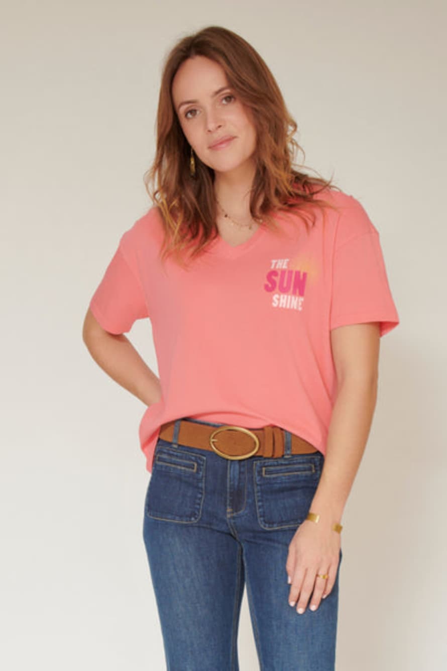 MKT Studio Tenerife V Neck T Shirt - Pink