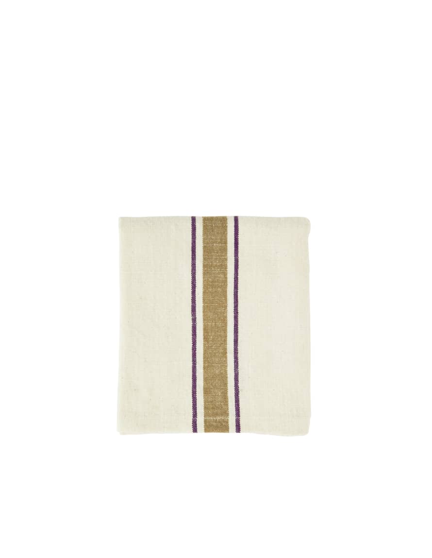 Madam Stoltz Sage Stripe Stonewashed Cotton Towel