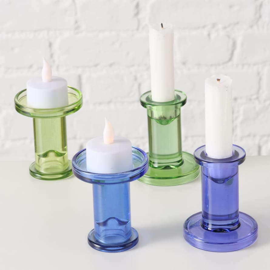 &Quirky Colour Pop Duel Candle Holder : Blue or Green