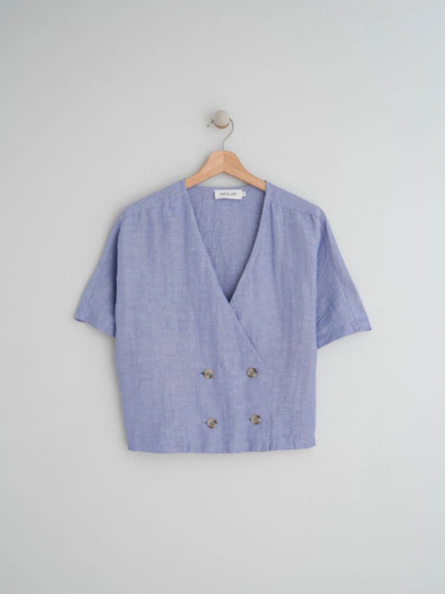 Indi & Cold Indi & Cold Double Button Shirt In Glacial Blue