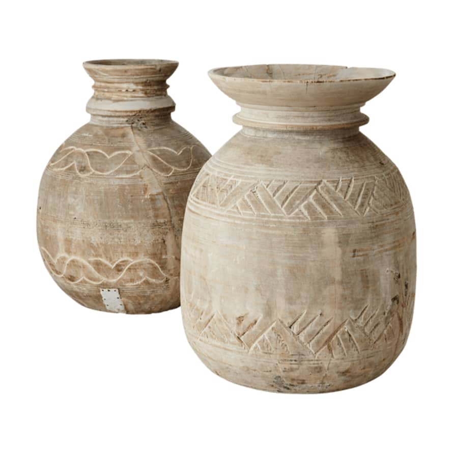 Affari Rustic Wood Urn Vase