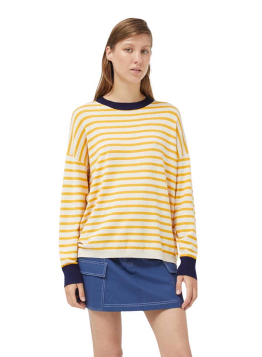 Compania Fantastica Long Sleeve Top In Yellow & White Stripes From
