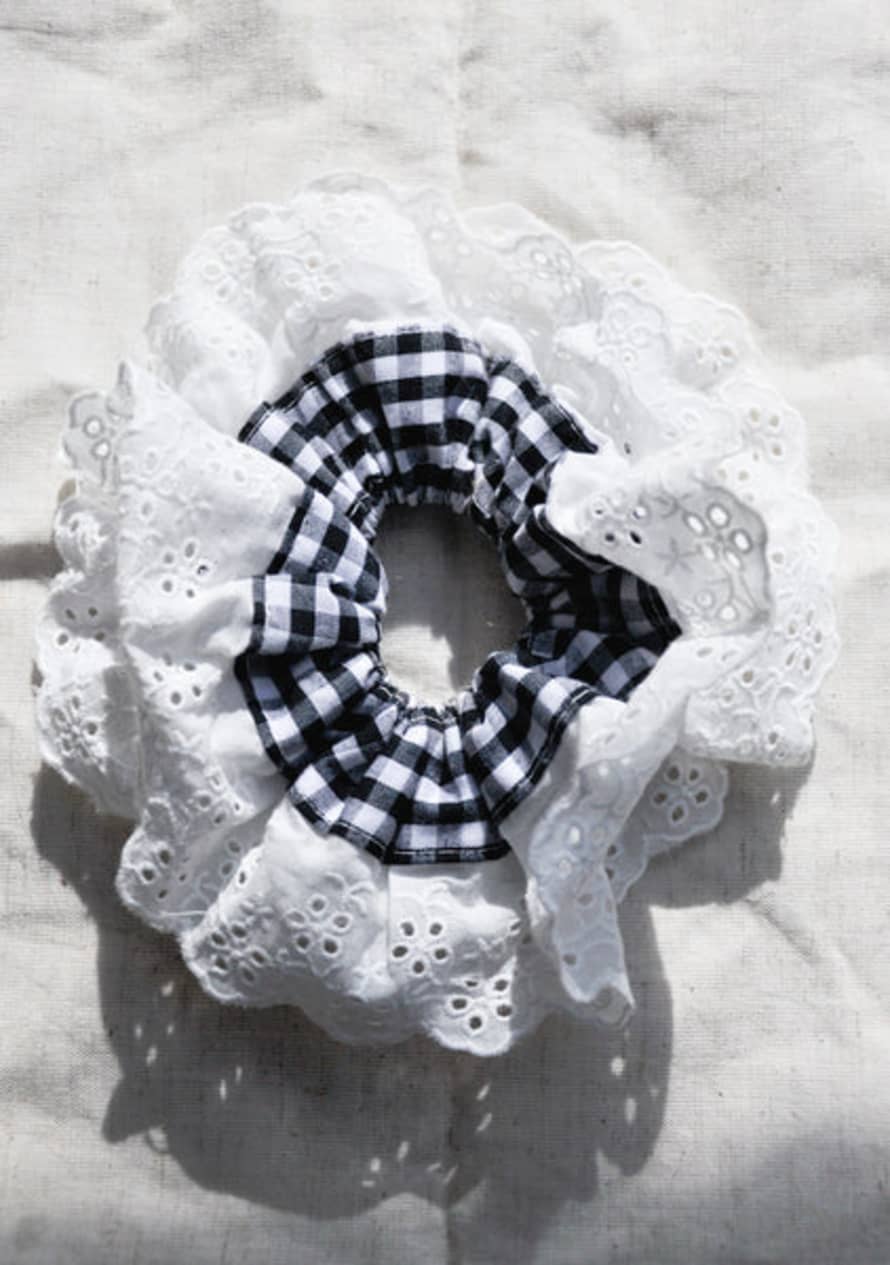 bon bon fistral Oversized Lace And Gingham Scrunchie