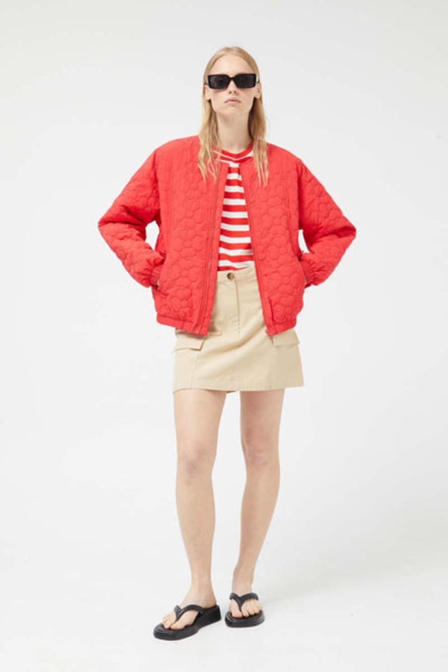 Compania Fantastica Flowery Quilted Bomber - Red