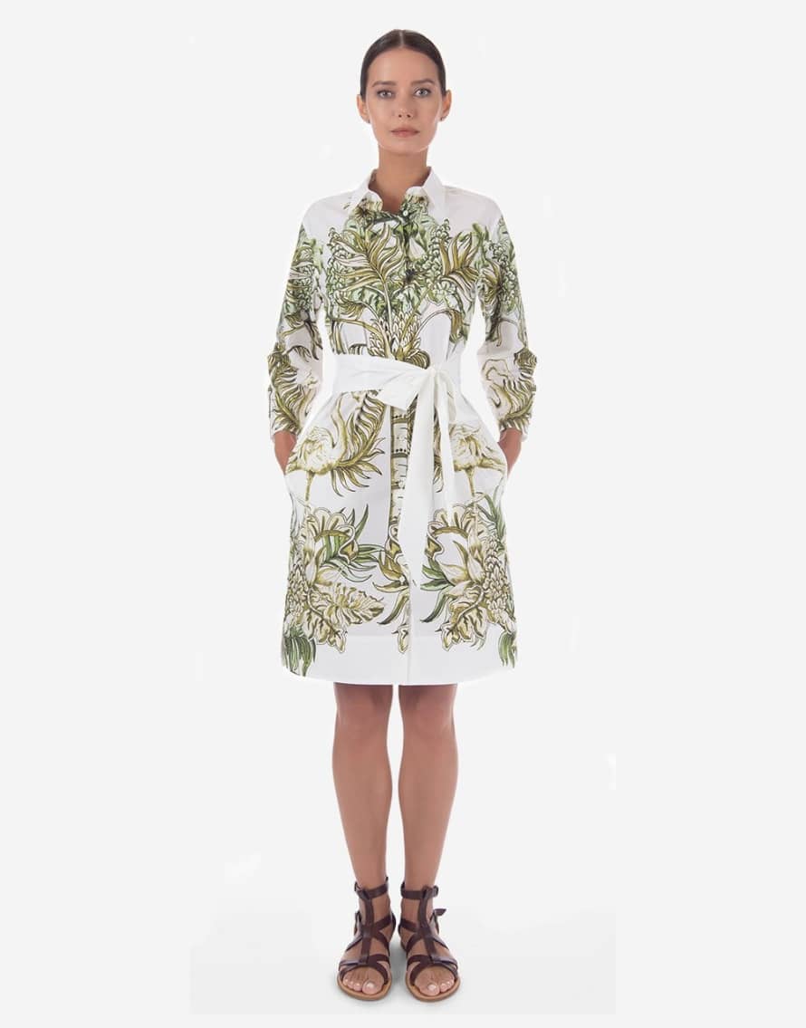 Sara Roka Elenat B Jungle Print Crop Sleeve Midi Dress With Belt Col: