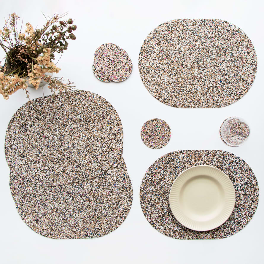 LIGA Set Of 6 Beach Clean Placemats + Coasters | Oval + Round