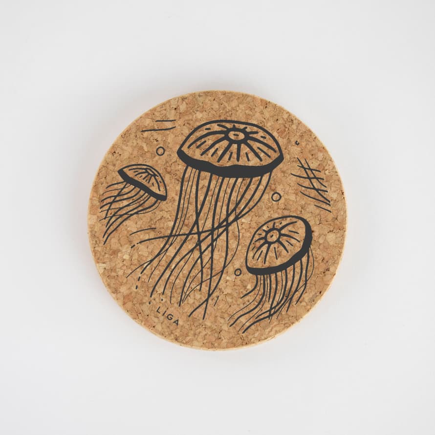 Loveliga.Com Cork Coaster Set | Jellyfish