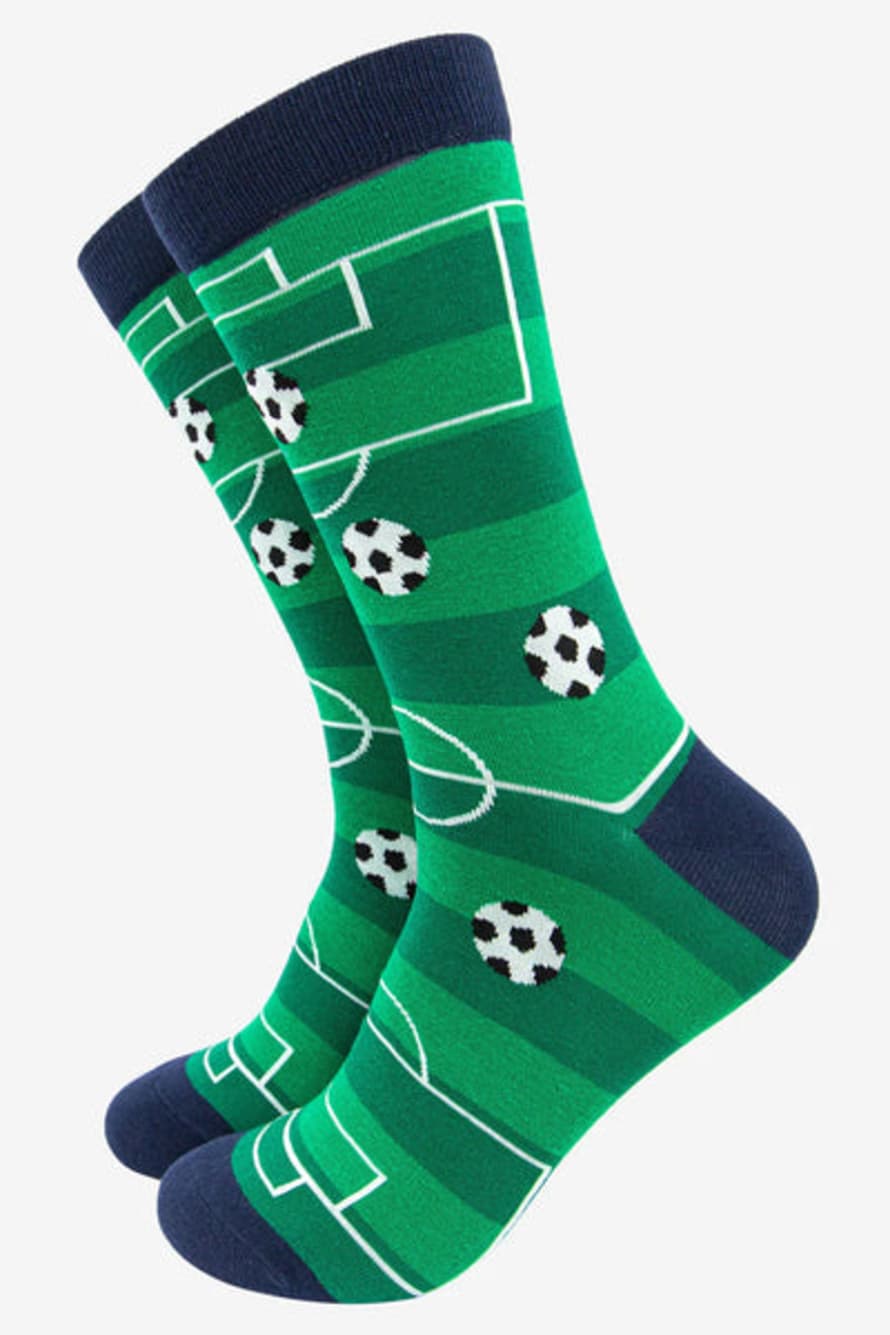 Miss Shorthair Sock Talk - Men's Bamboo Socks | Green Football Field