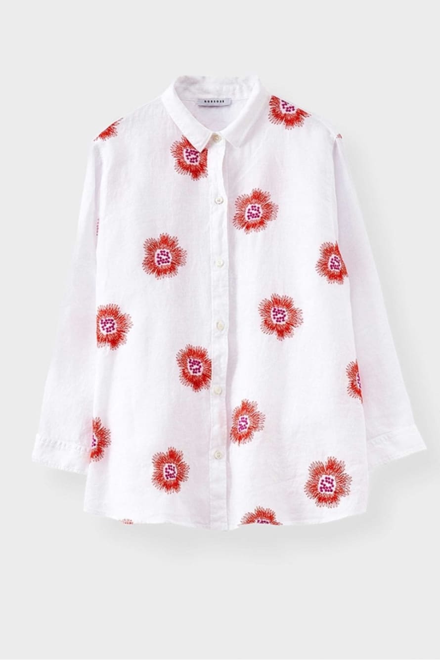 Rosso35 Embroidered Linen Gathered Shirt