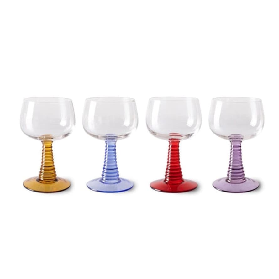 HK Living Swirl Wine Glass | Low Multicoloured