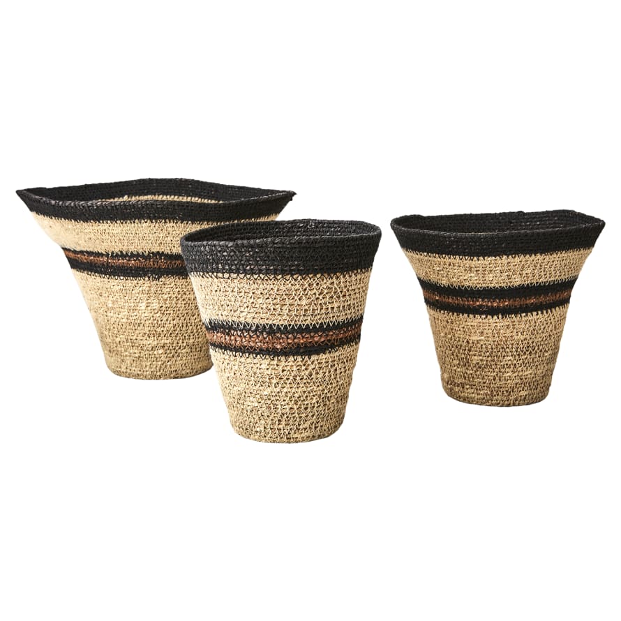 Affari MADIBA Basket, set of 3, Natural/black/brown