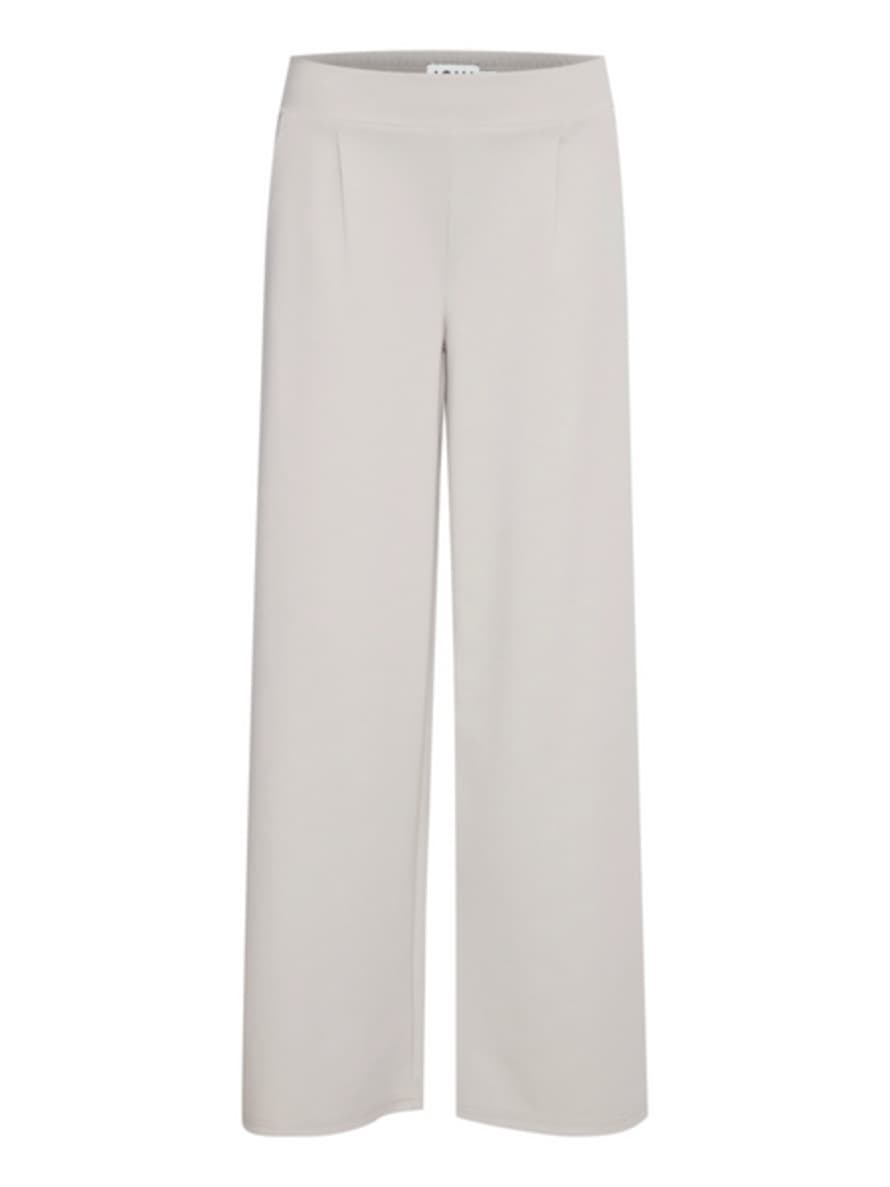 ICHI Kate Long Wide Trousers - Silver Grey