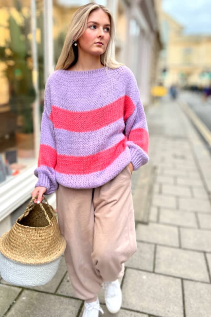 Constellation Norma Stripe Knitted Jumper - Lilac & Coral