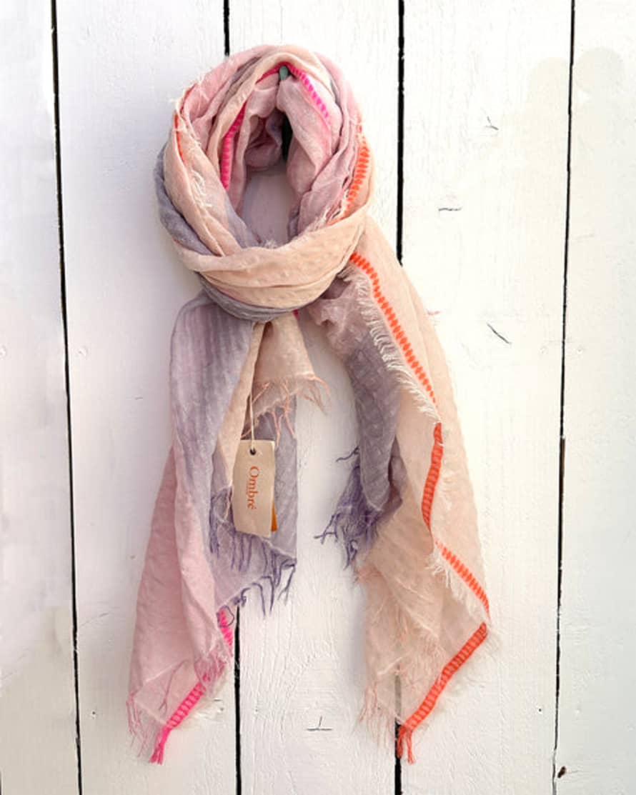 Ombre London Pink And Lilac Textured Lightweight Scarf