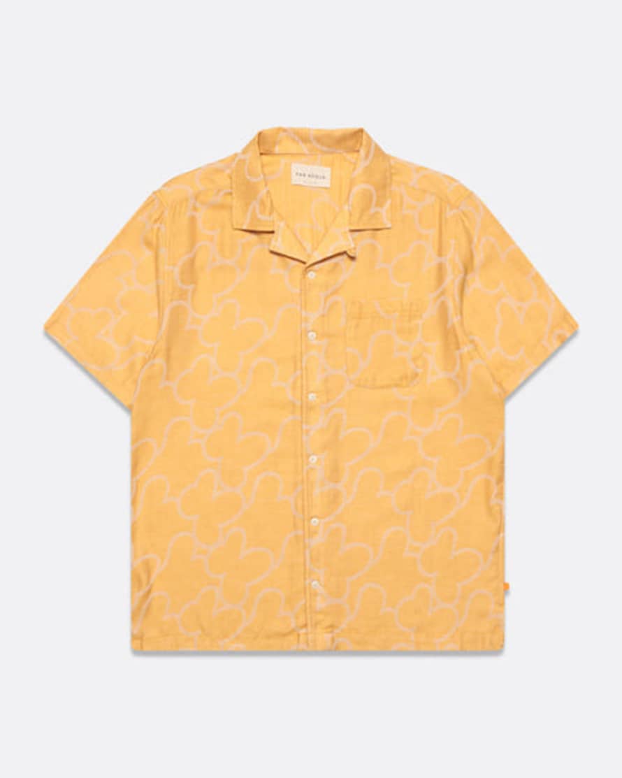 Far Afield Stachio Short Sleeve Shirt Floral Jacquard Honey/gold