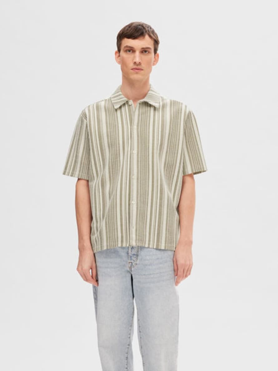 Selected Homme Boxy Sylar Short Sleeve Burnt Olive Jersey Shirt
