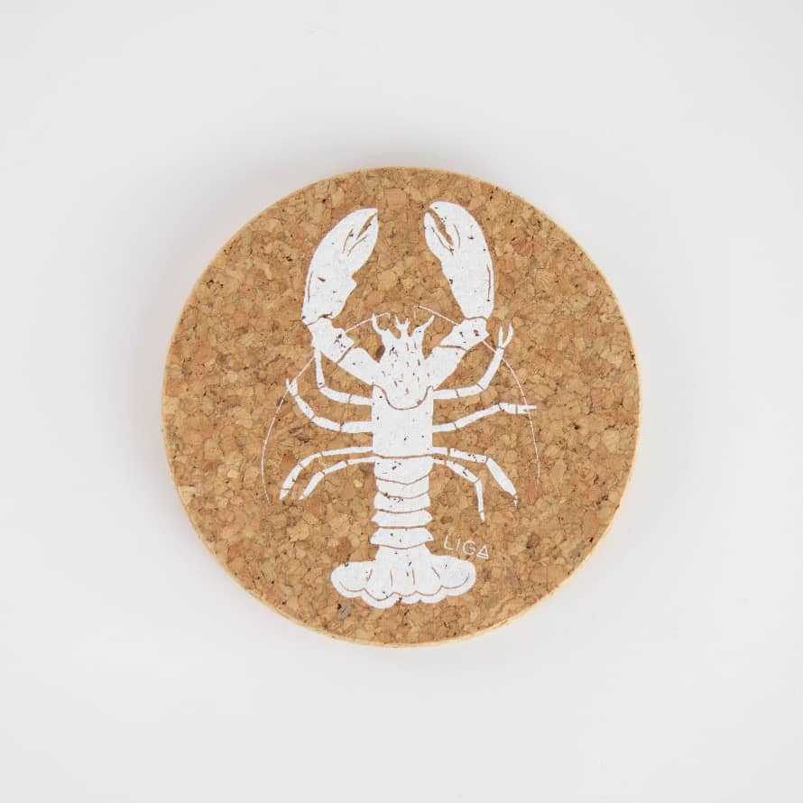 LIGA Single / Grey Cork Coasters | Lobster