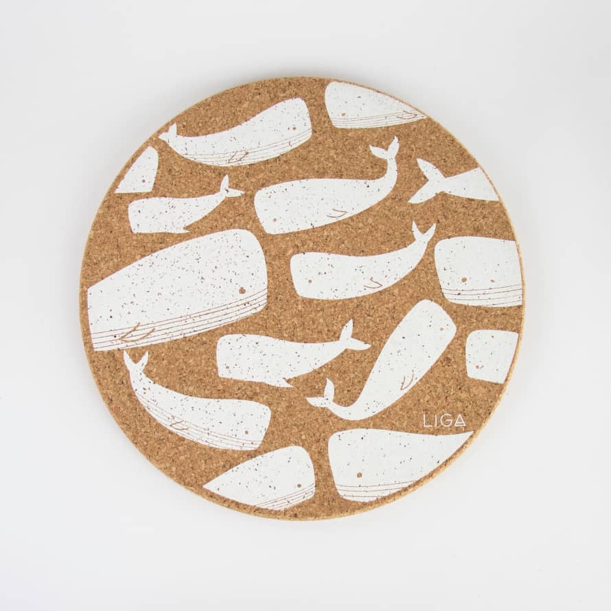 LIGA Single / Grey Cork Placemats | Whale