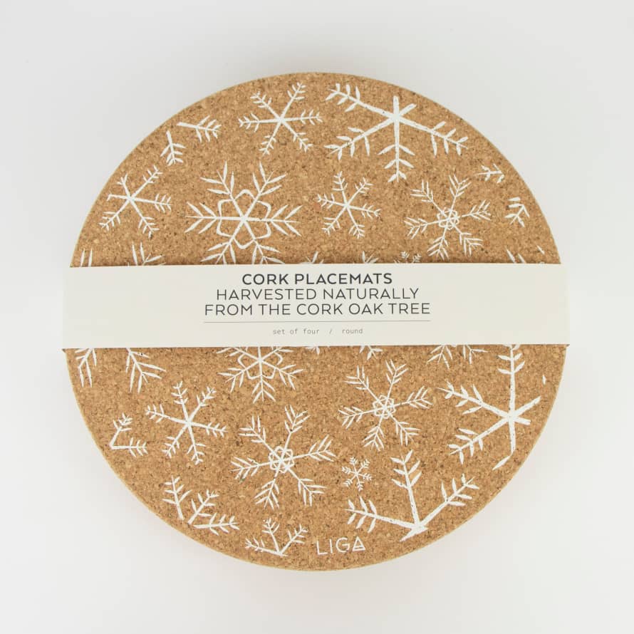 LIGA Set of Cork Placemats Snowflake