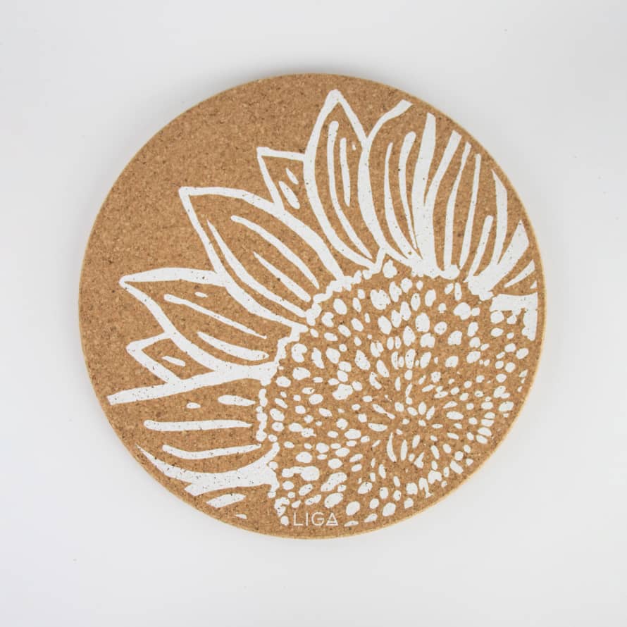 LIGA White Cork Placemats Set | Sunflower