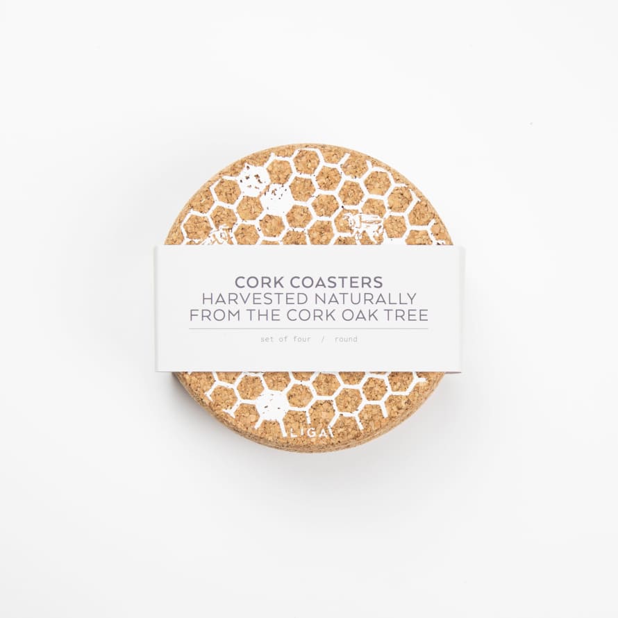 LIGA Set of Cork Coasters Honeycomb