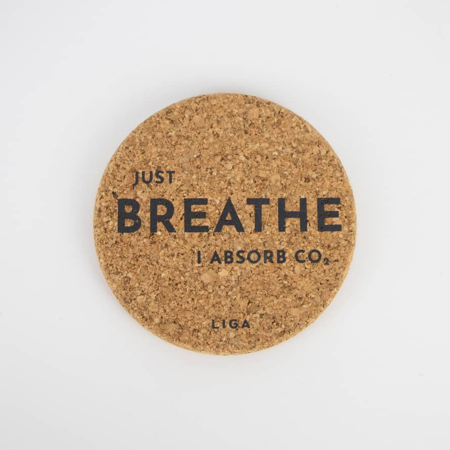 Loveliga.Com Cork Coasters Set | Just Breathe