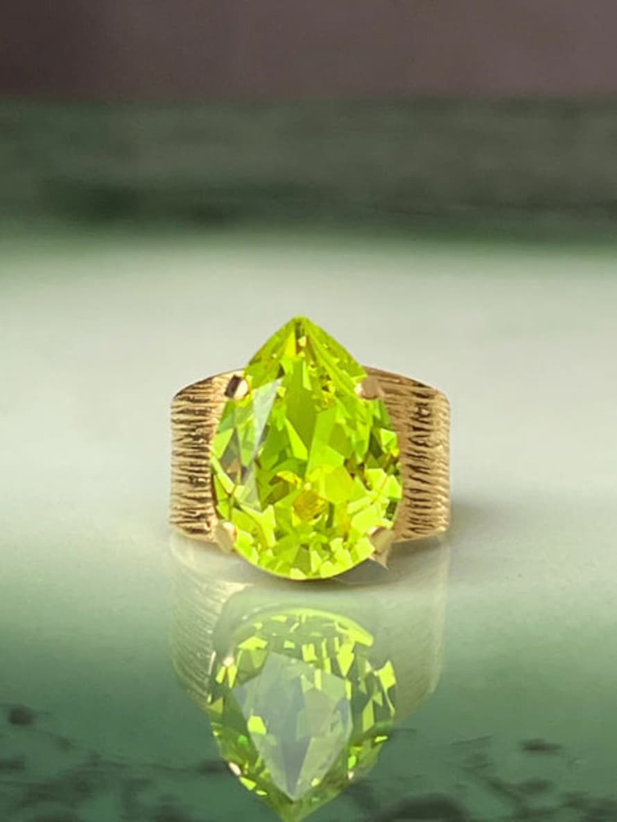Caroline Svedbom Classic Drop Ring In Citrus Green