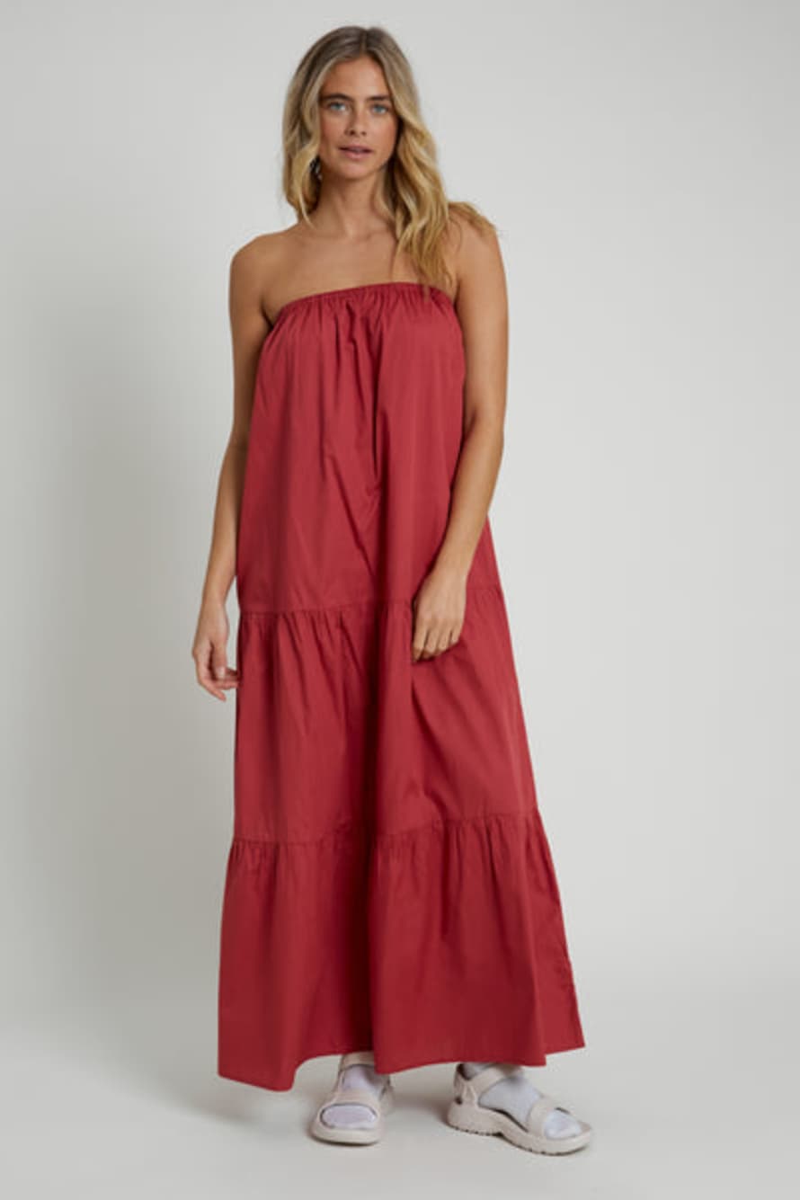 Native Youth Burgundy Bandeau Tiered Maxi Dress