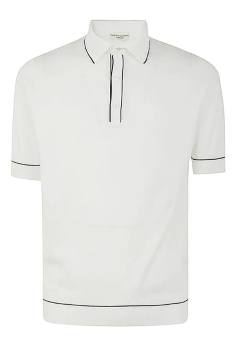 FILIPPO DE LAURENTIIS - White Knitted Polo Shirt With Trim In Superlight Cotton
