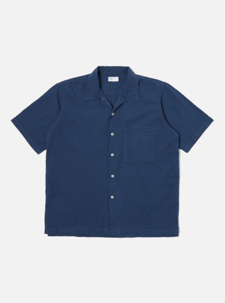 Universal Works 30669 Camp Shirt In Cotton Navy