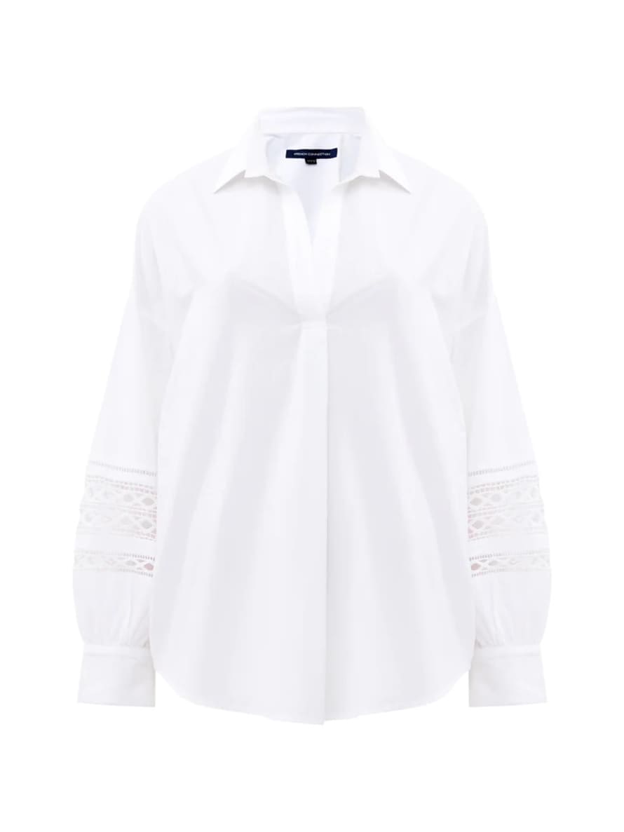 French Connection Rhodes Embroidered Shirt | Linen White