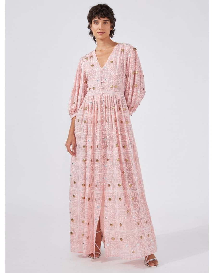 Hayley Menzies Hayley Menzies Gitana Embroidered Puff Sleeve Maxi Dress Size: M, Col: