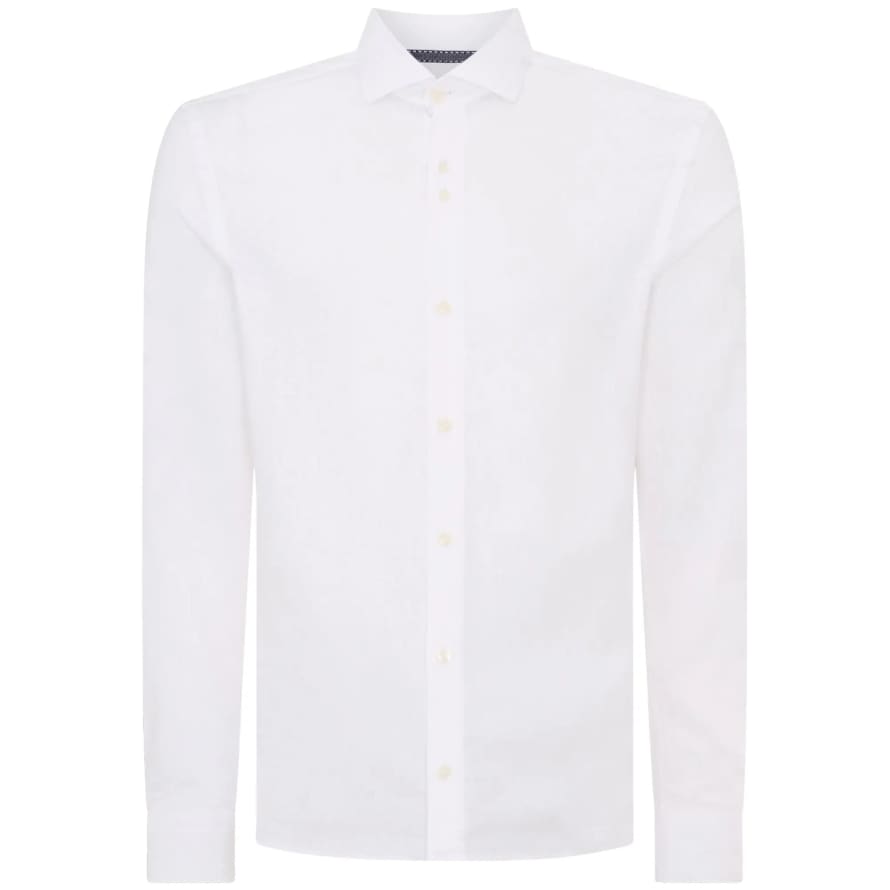 Remus Uomo Frank Linen Long Sleeve Shirt - White