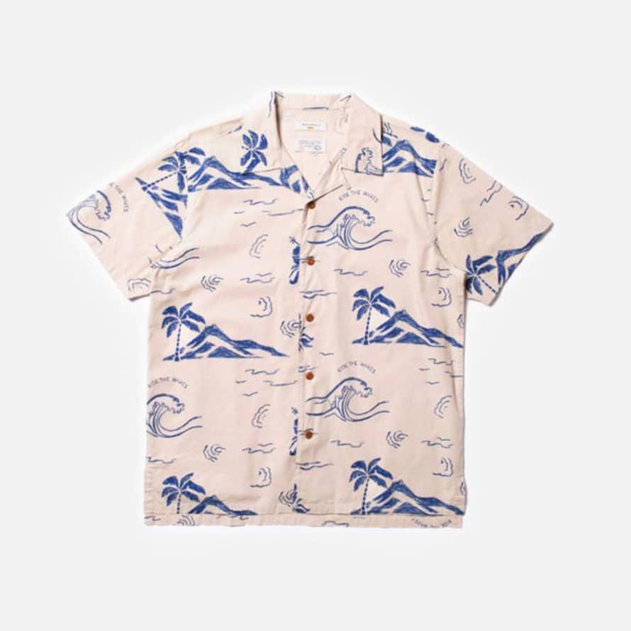 Nudie Jeans Arvid Waves Hawaii Shirt Ecru