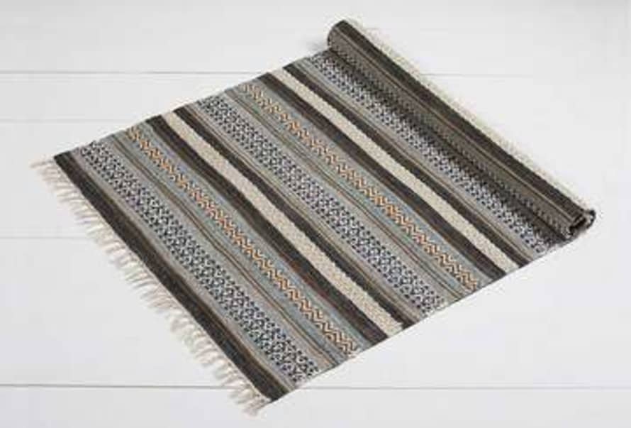 Waltons of Yorkshire Iona Khaki And Slate Striped Rug