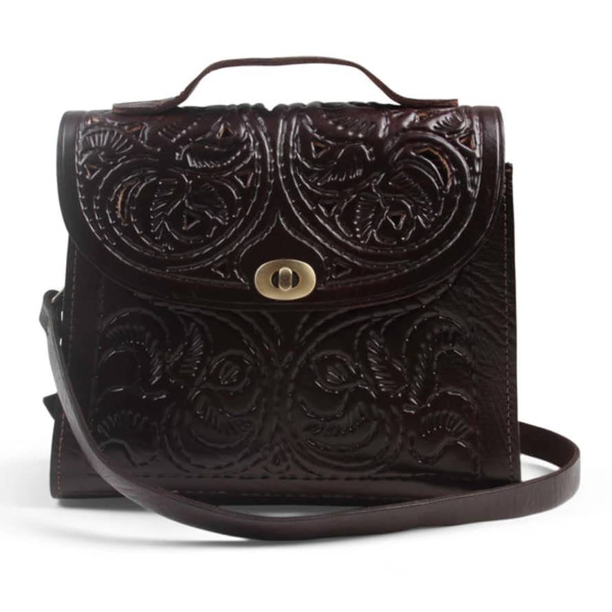 Atelier Marrakech Jasmine Handcrafted Dark Brown Leather Handbag