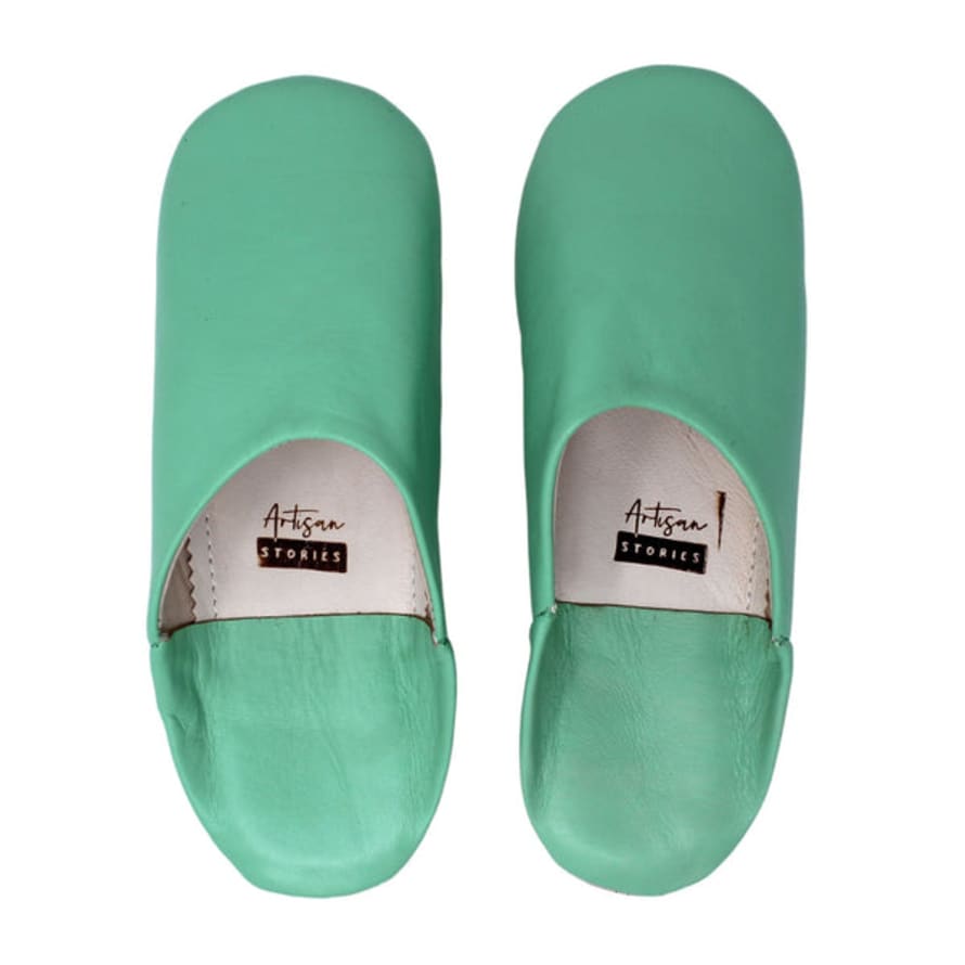 Artisan Stories Mint Green Women's Leather Slippers